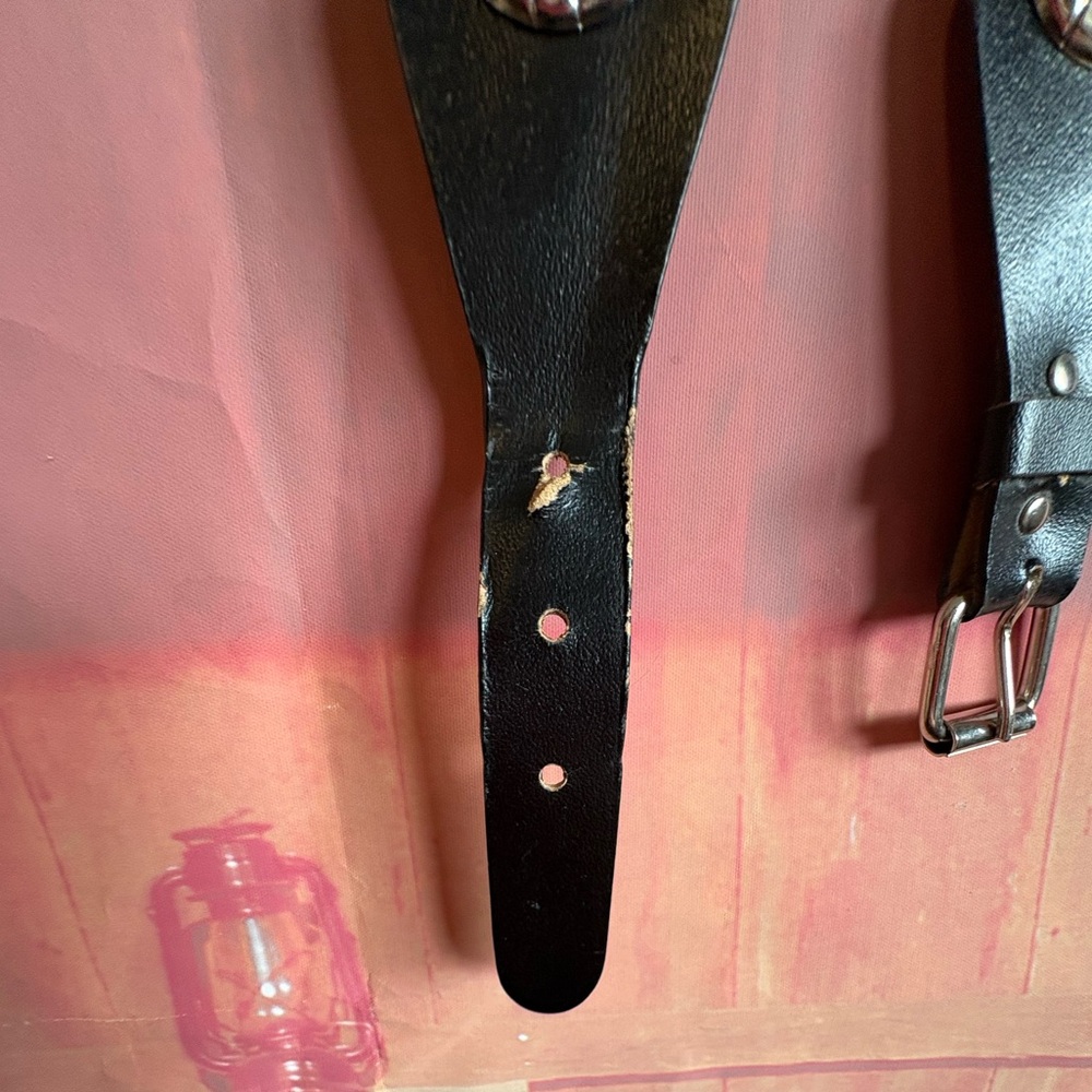 Vintage Western Faux Turquoise Concho Belt - Bonded Leather - Picture 4 of 6